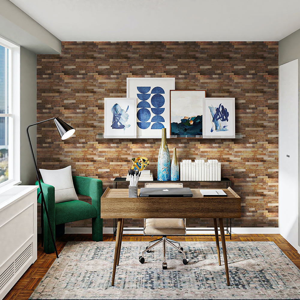 Peel and Stick Tiles PVC Copper Backsplash for Living Room