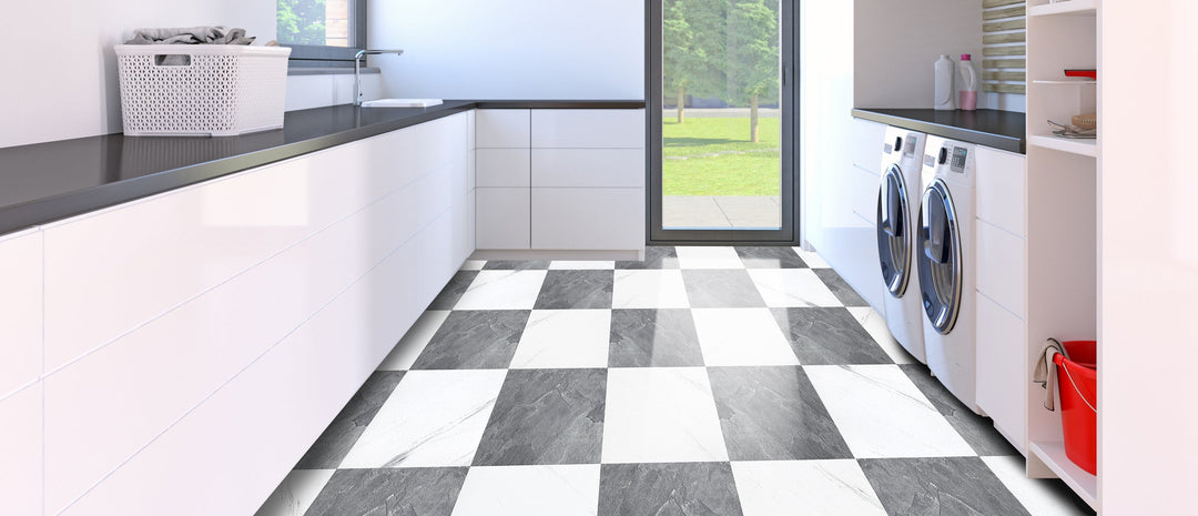 flooring tile stick on laundry room