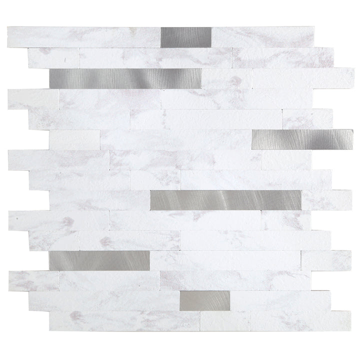 Kara White Stone Peel and Stick Backsplash