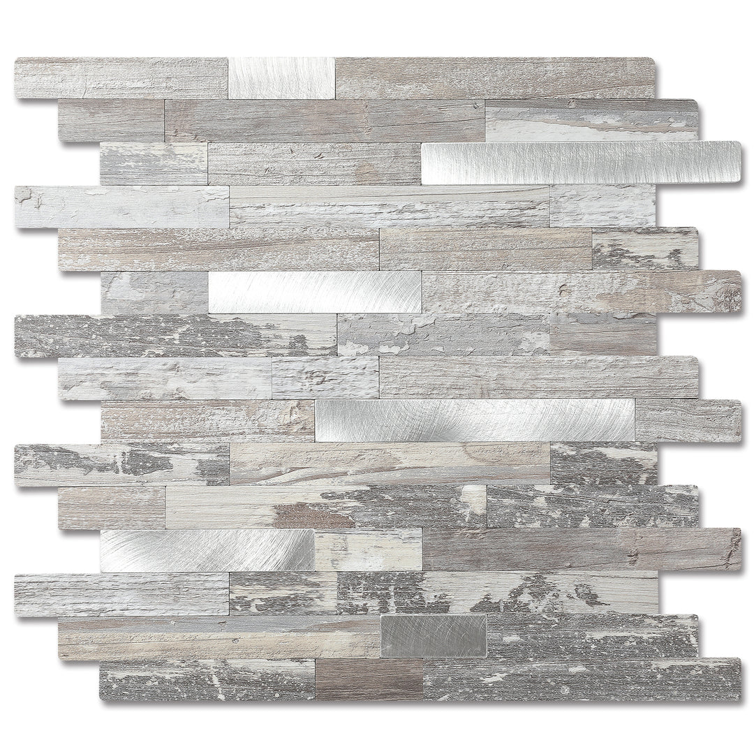 KL-sample Linear Blend Tile Mixed Metal Peel and Stick Backsplash