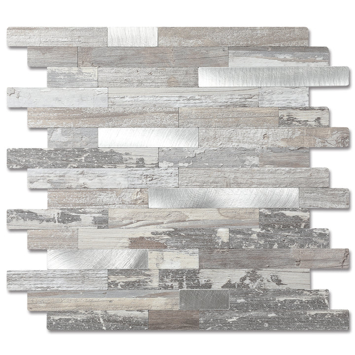 KL-sample Linear Blend Tile Mixed Metal Peel and Stick Backsplash