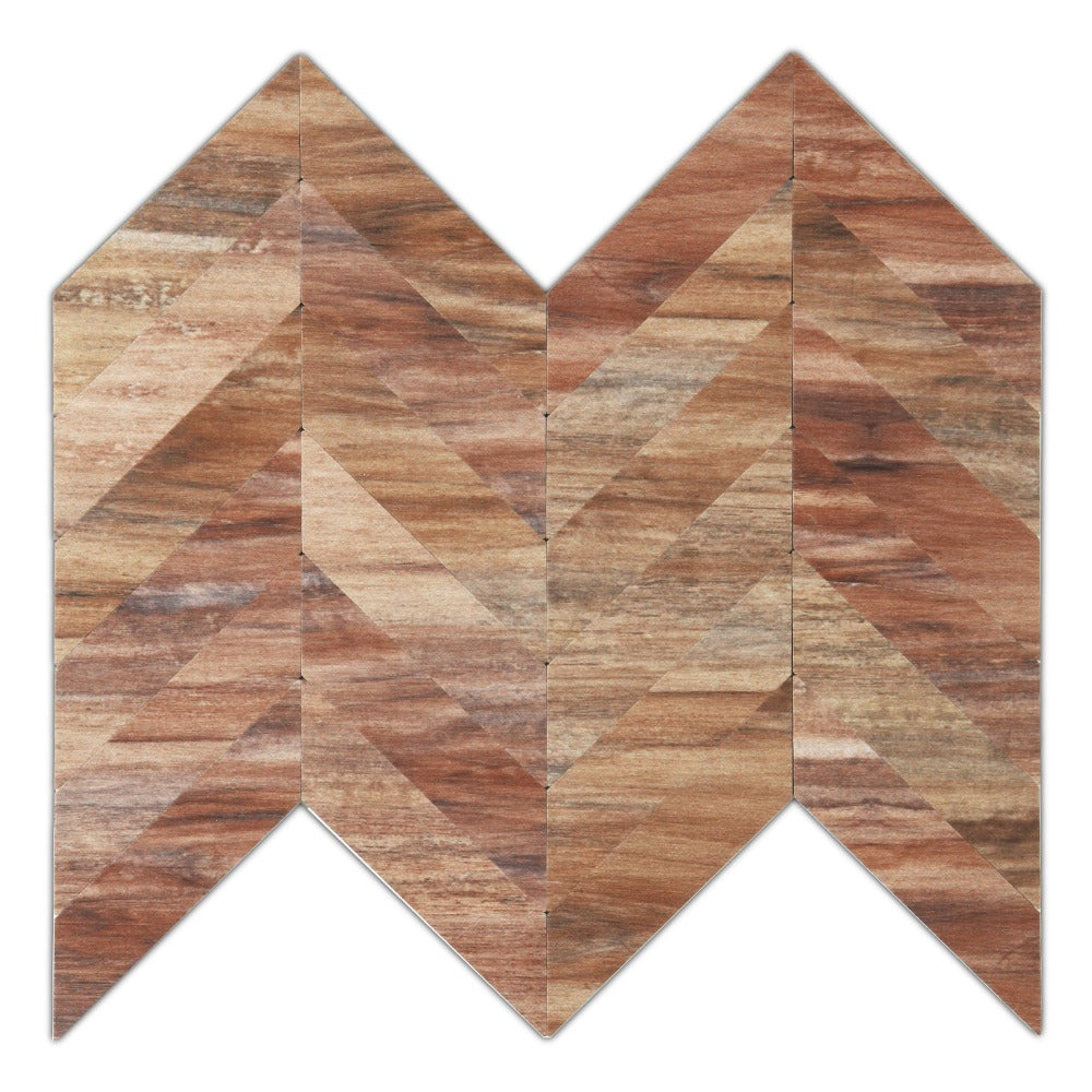 Walnut Wood Herringbone Peel & Stick Backsplash