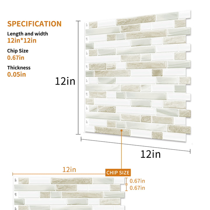 Marble Beige&white subway tile size