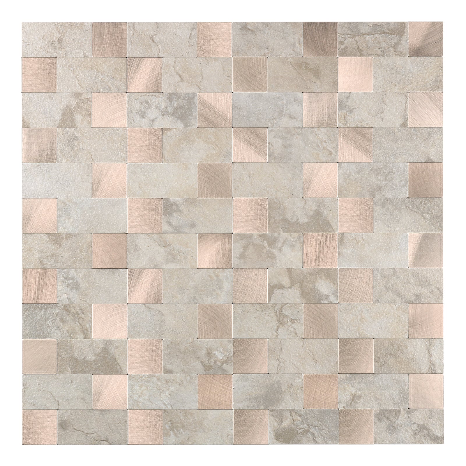 Beige mixed Metal Peel and Stick Tiles