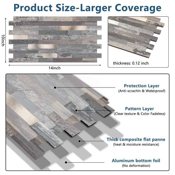 Internal configuration of self-adhesive tiles