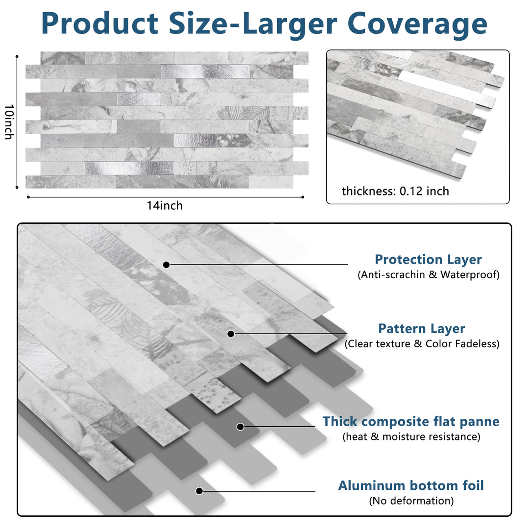 Internal configuration of self-adhesive tiles