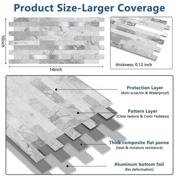 Internal configuration of self-adhesive tiles
