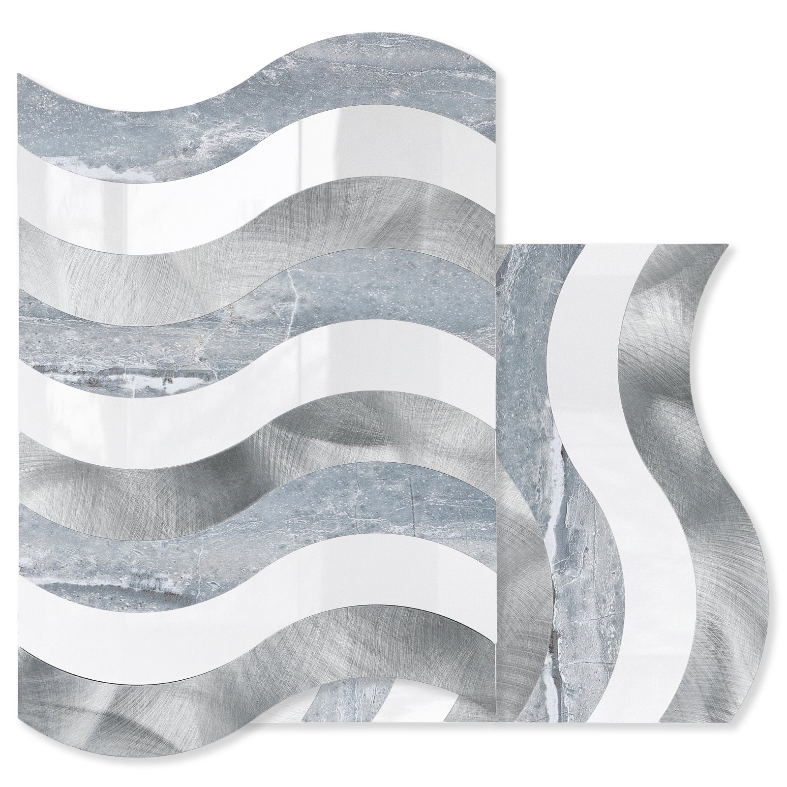 Blue Star Polished White Silver Tiles