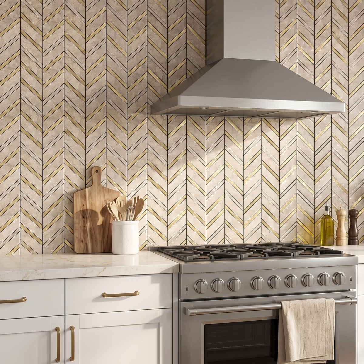 herringbone kitchen backsplash tiles