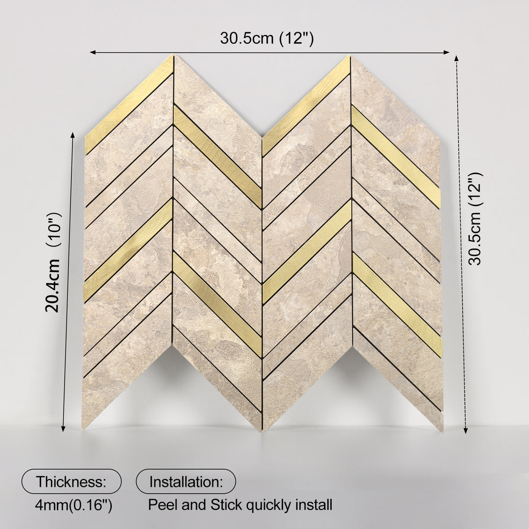 beige herringbone tile size
