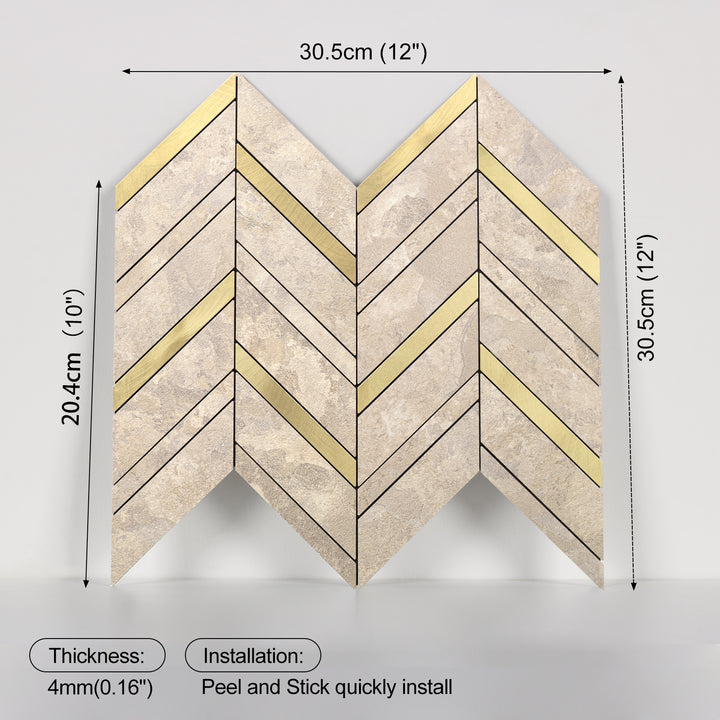 beige herringbone tile size