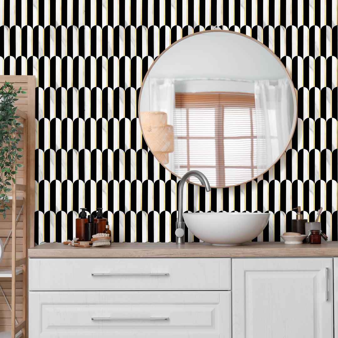 fish scale tile stick on bathroom