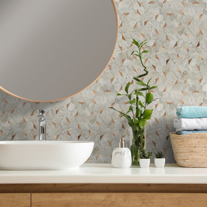 hexagon tile stick on bathroom
