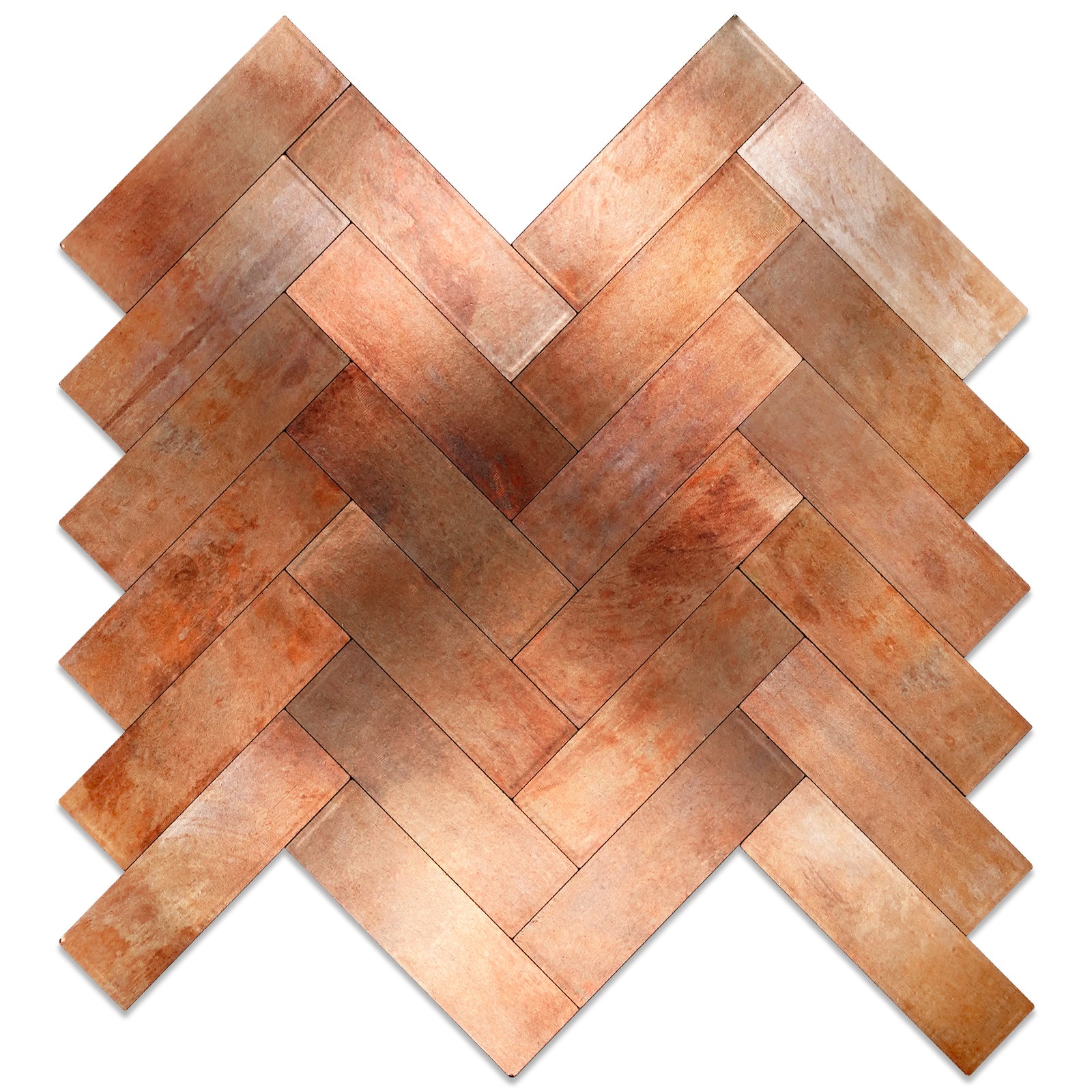 Retro Copper Herringbone Tile Peel and Stick Backsplash