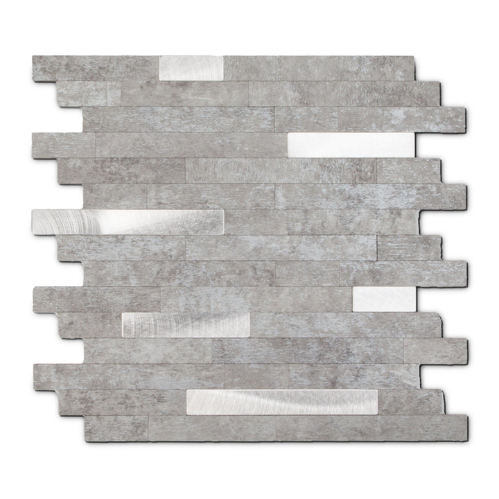 KL-sample Linear Blend Tile Mixed Metal Peel and Stick Backsplash