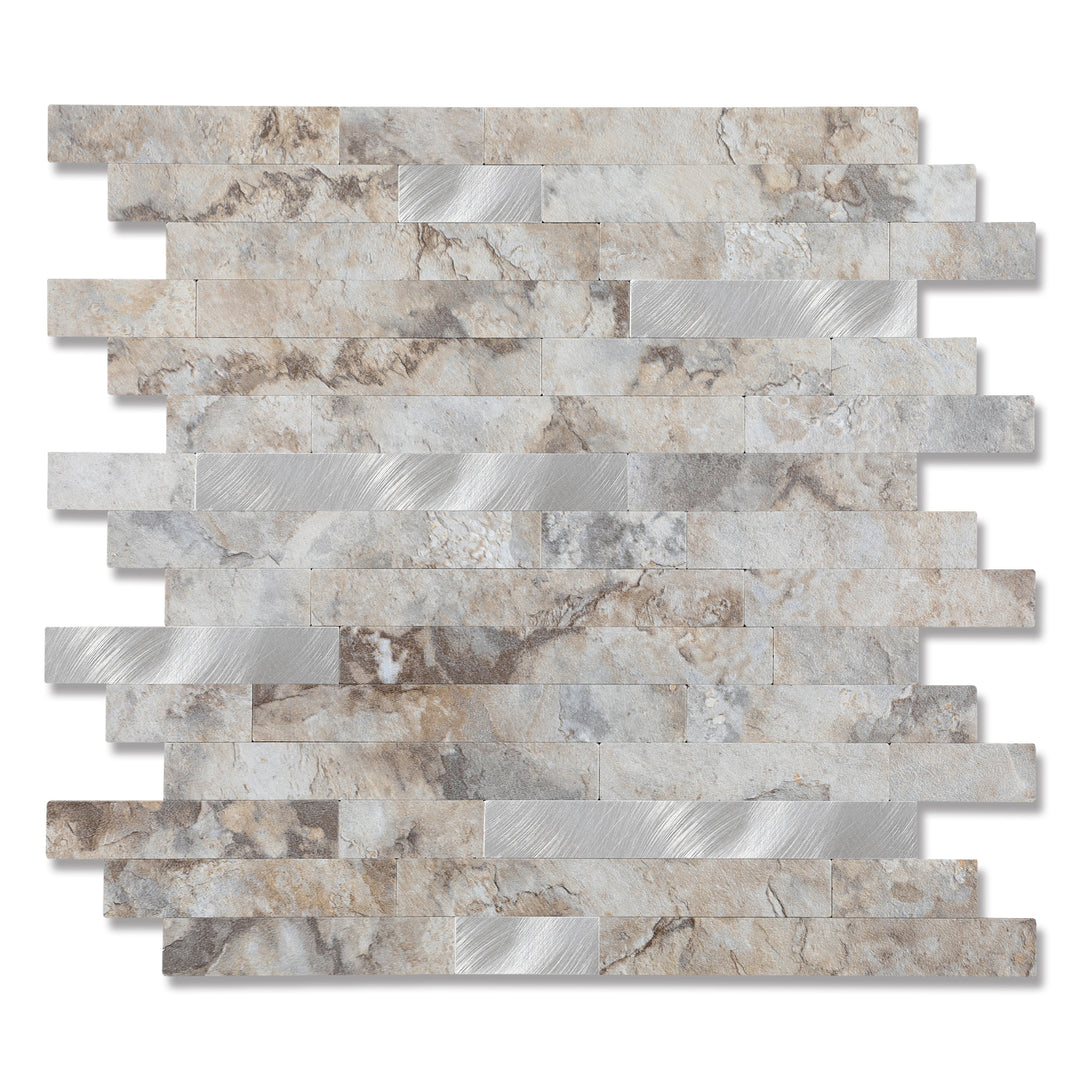 KL-sample Linear Blend Tile Mixed Metal Peel and Stick Backsplash