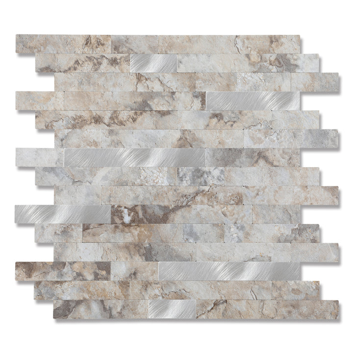 KL-sample Linear Blend Tile Mixed Metal Peel and Stick Backsplash