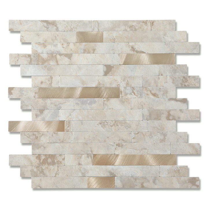 KL-sample Linear Blend Tile Mixed Metal Peel and Stick Backsplash