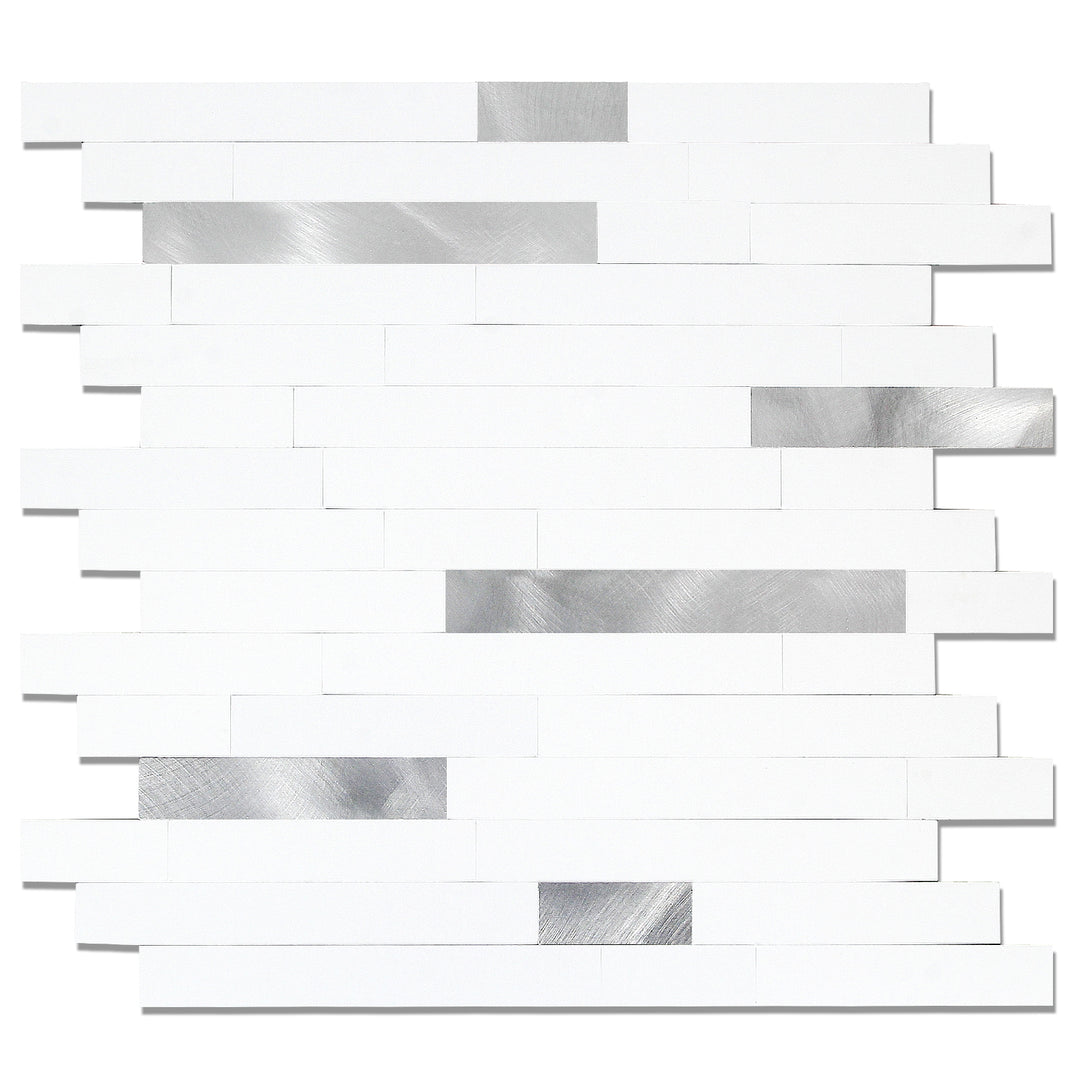 KL-sample Linear Blend Tile Mixed Metal Peel and Stick Backsplash