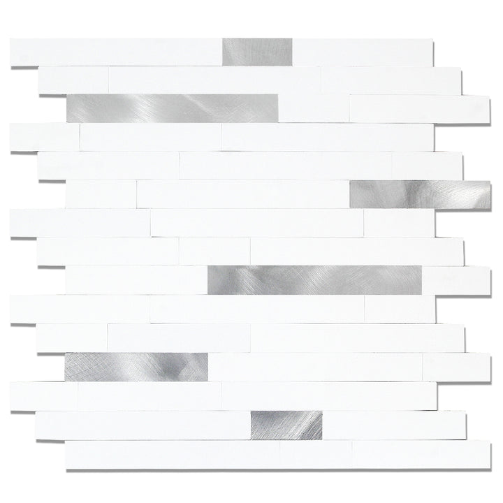 KL-sample Linear Blend Tile Mixed Metal Peel and Stick Backsplash