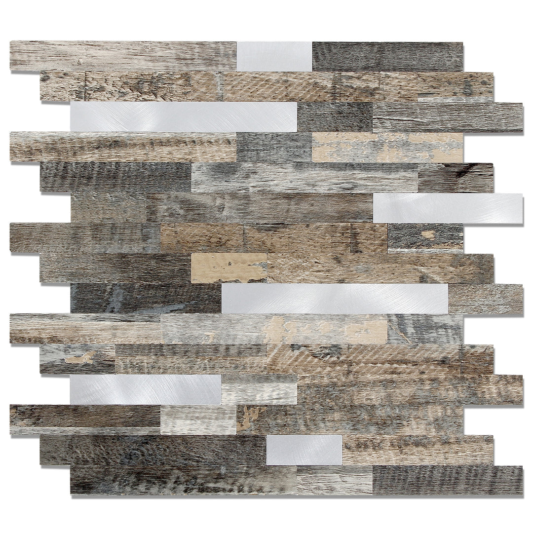 KL-sample Linear Blend Tile Mixed Metal Peel and Stick Backsplash