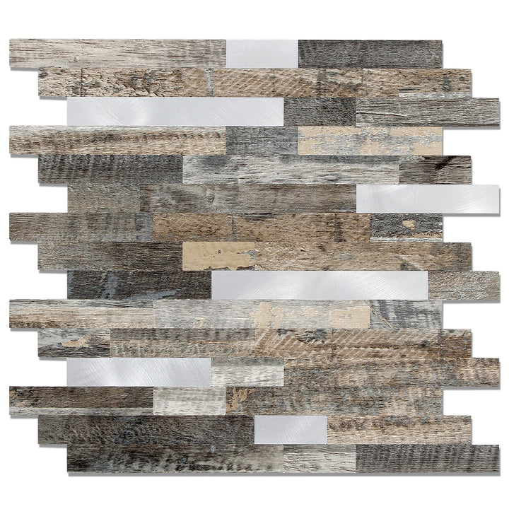 KL-sample Linear Blend Tile Mixed Metal Peel and Stick Backsplash