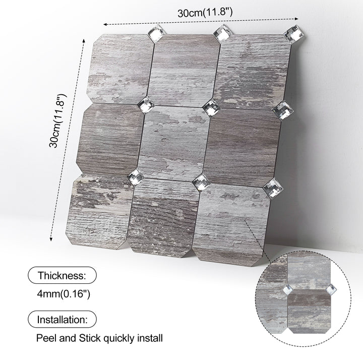Self-adhesive tile size diagram