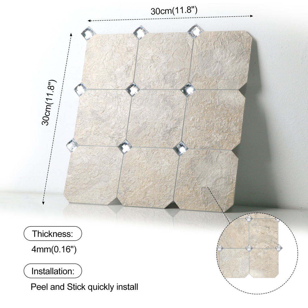 Self-adhesive tile size diagram