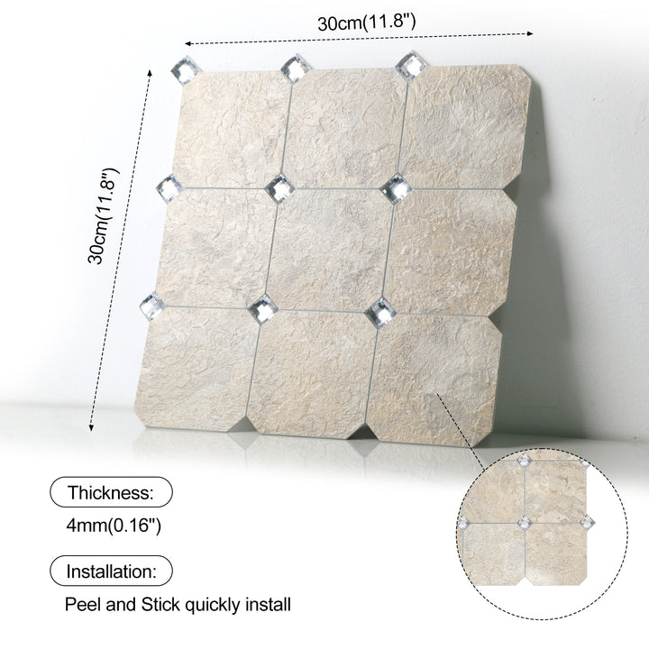 Self-adhesive tile size diagram