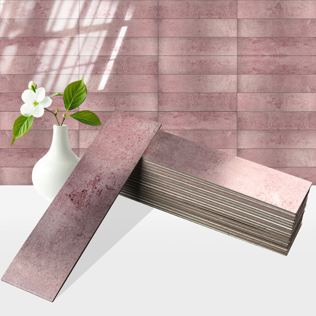 Metal coral peel and stick brick tile