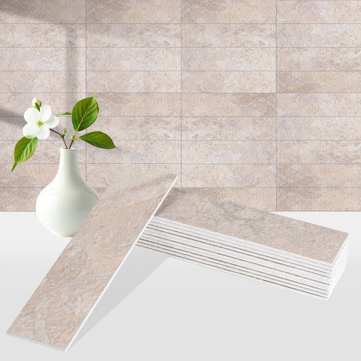 Stone beige peel and stick tiles
