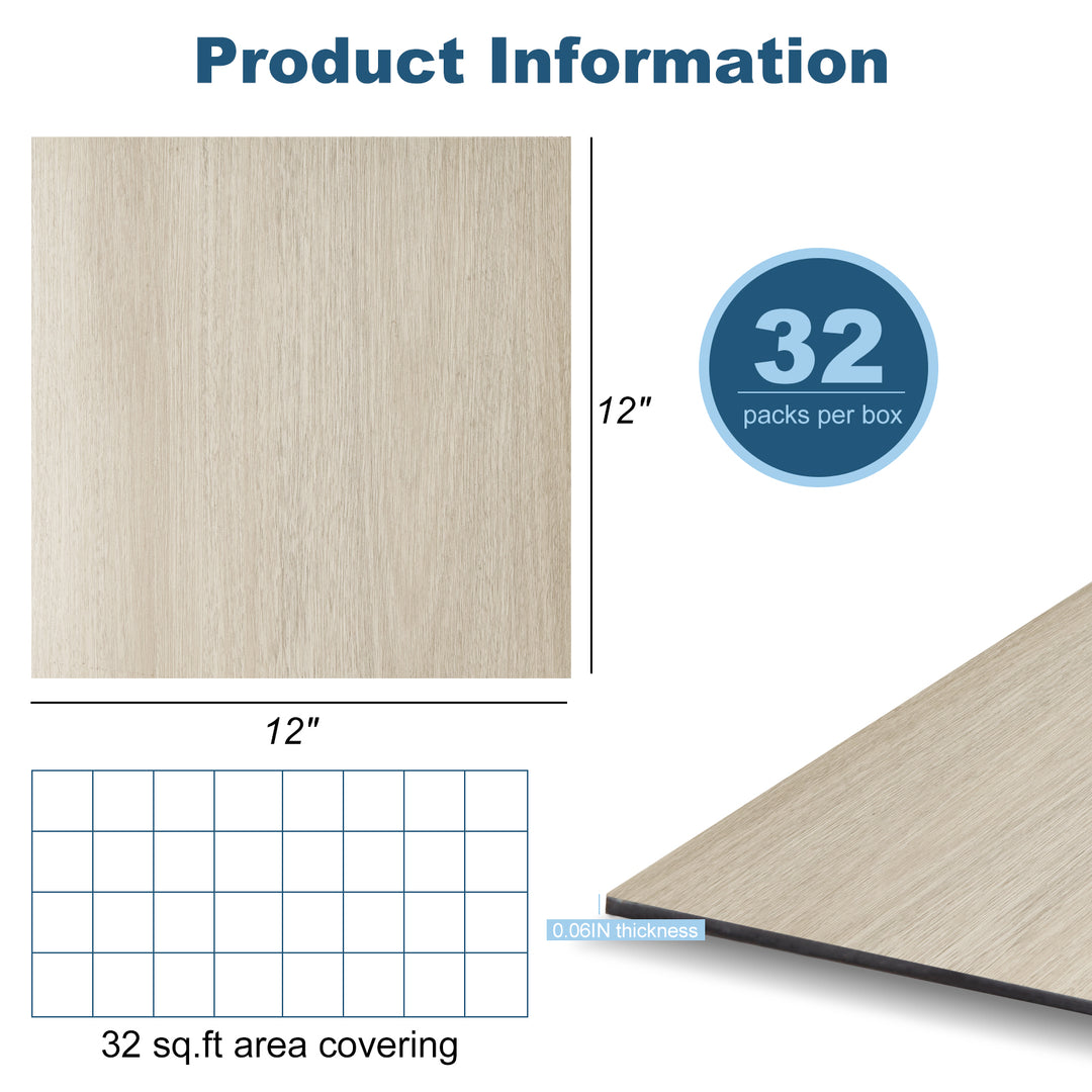Self-adhesive floor tile size diagram