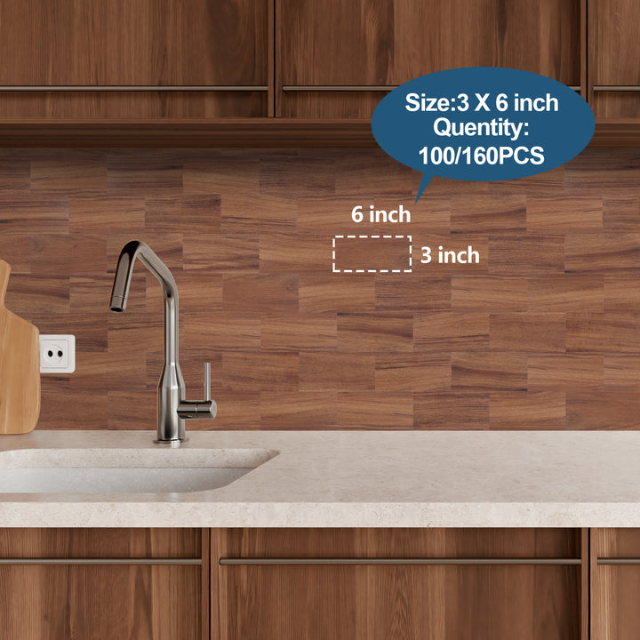 Brown Wood Grain  Subway Tile Size