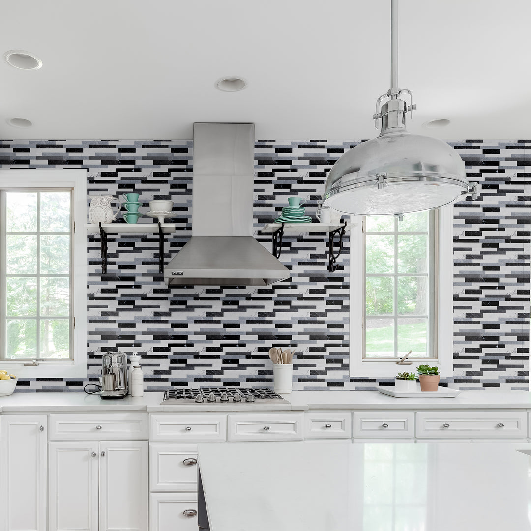 linear blend tile peel and stick on kitchen