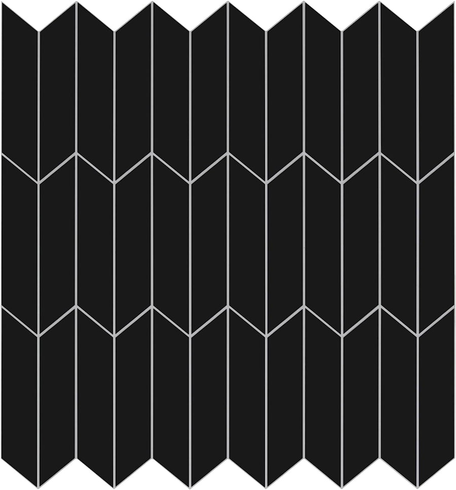 Black Herringbone Peel and Stick Mosaic Tile