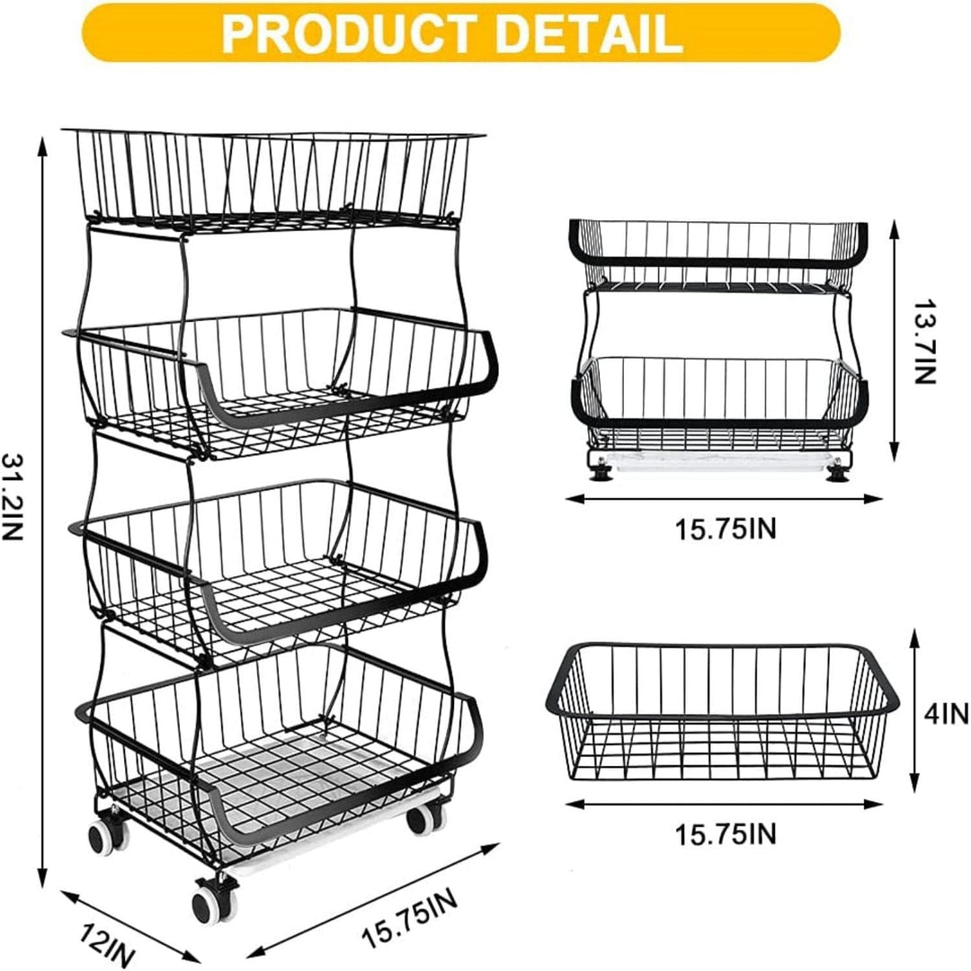 Fruit Vegetable Storage Basket for Kitchen - 4 tier