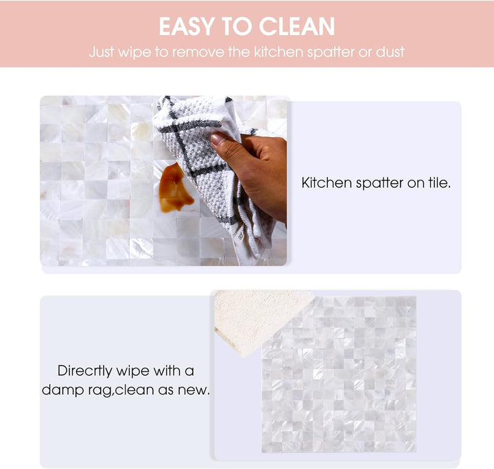 mosaic mother of pearl kitchen tile in White Nature size image