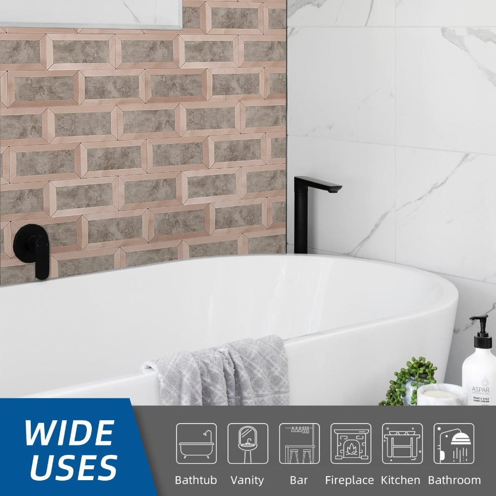 Taupe backsplash tile stick on barhroom