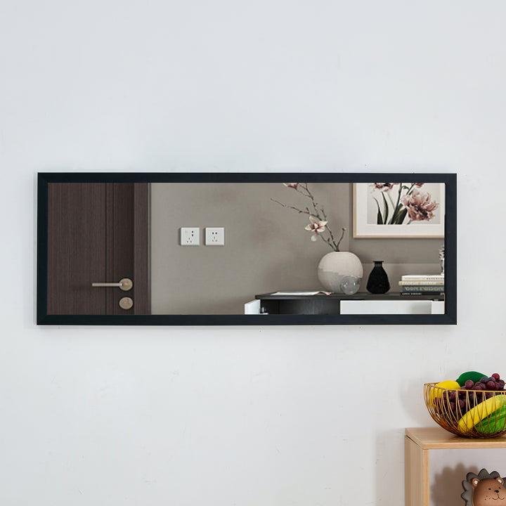 Schwarzer Ganzkörperspiegel mit Massivholzrahmen, Ankleidespiegel 44"*16" 
