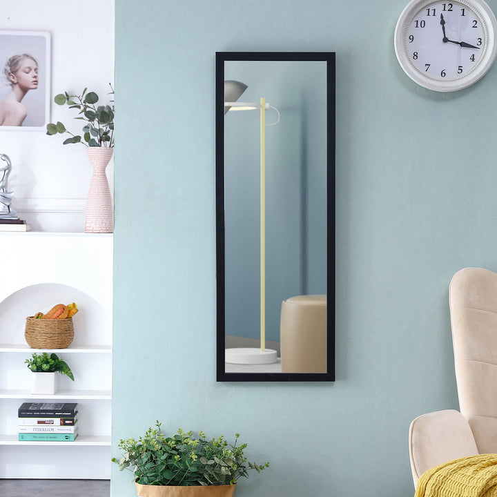 Schwarzer Ganzkörperspiegel mit Massivholzrahmen, Ankleidespiegel 44"*16" 