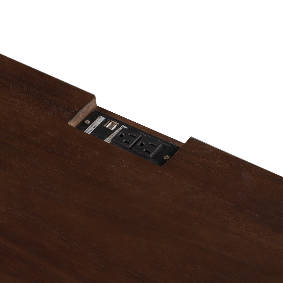 Nachttisch mit 1 Schublade und Schrank, USB-Ladeanschlüsse, Antikweiß 